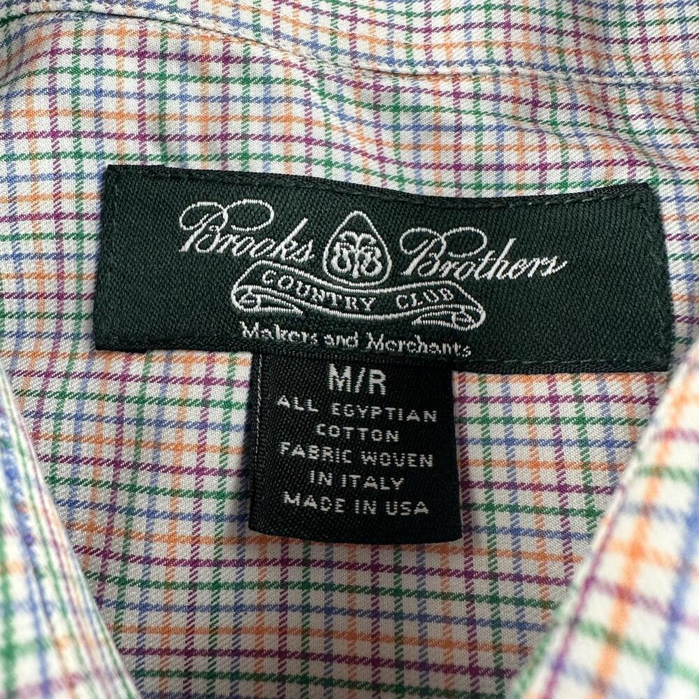 VTG Brooks Brothers Shirt Men Med Micro Check Egyptian Cotton Country Club EUC - Picture 2 of 8